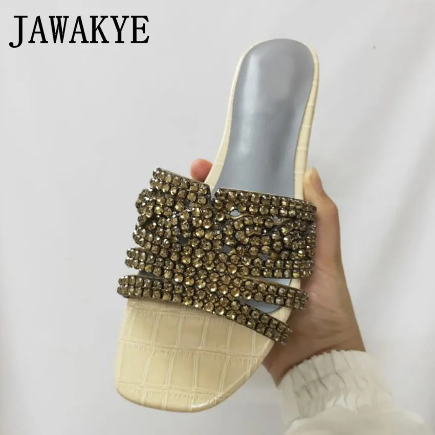 rhinestone flat mules