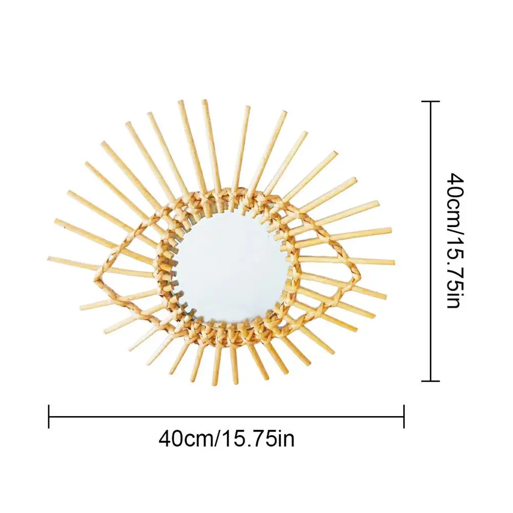 Скандинавское плетеное ротанговое зеркало, креативное художественное украшение, круглое зеркало, Настенное подвесное зеркало для гостиной, ванной комнаты, украшение интерьера