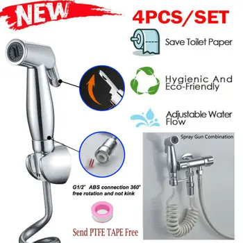 

Bidet Douche Spray Chrome Toilet Shower Head Hose Clean Sprayer Sets Kit