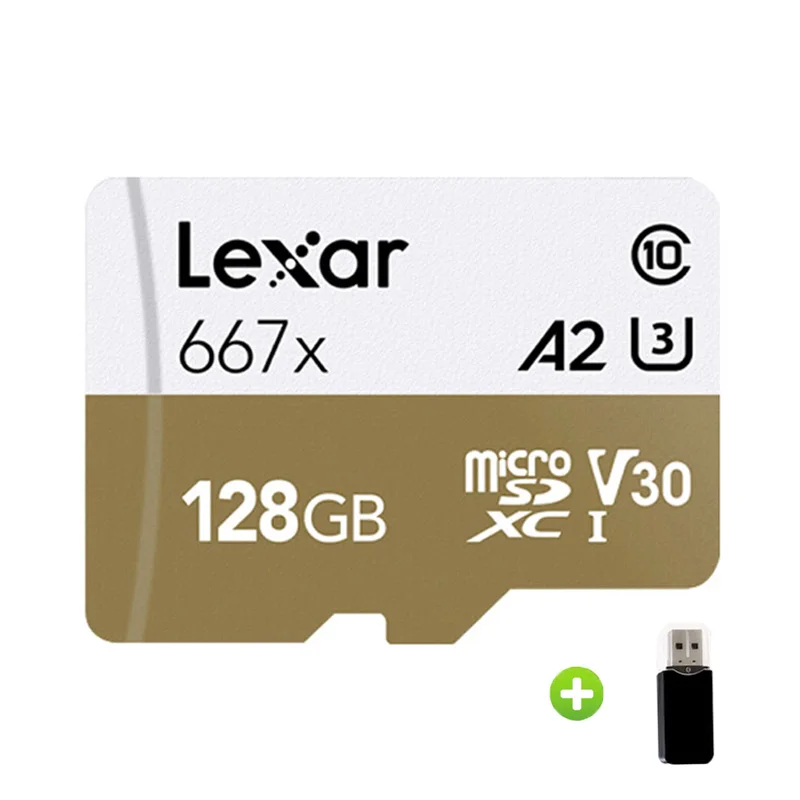 Lexar 64GB карта Micro SD карта 128 ГБ 256 667x слот для карт памяти 100 МБ/с. C10 TF карта флэш-накопитель для смартфона - Емкость: 128GB-Card Reader