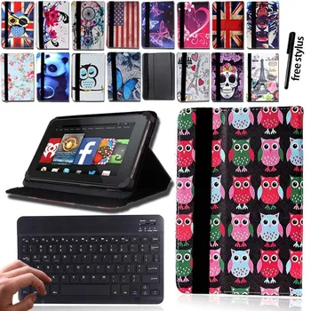 

KK&LL For Amazon Fire 7 (5/7/9th Gen,2015 2017 2019 Release) With Alexa Bluetooth keyboard+Leather Tablet Stand Folio Cover Case