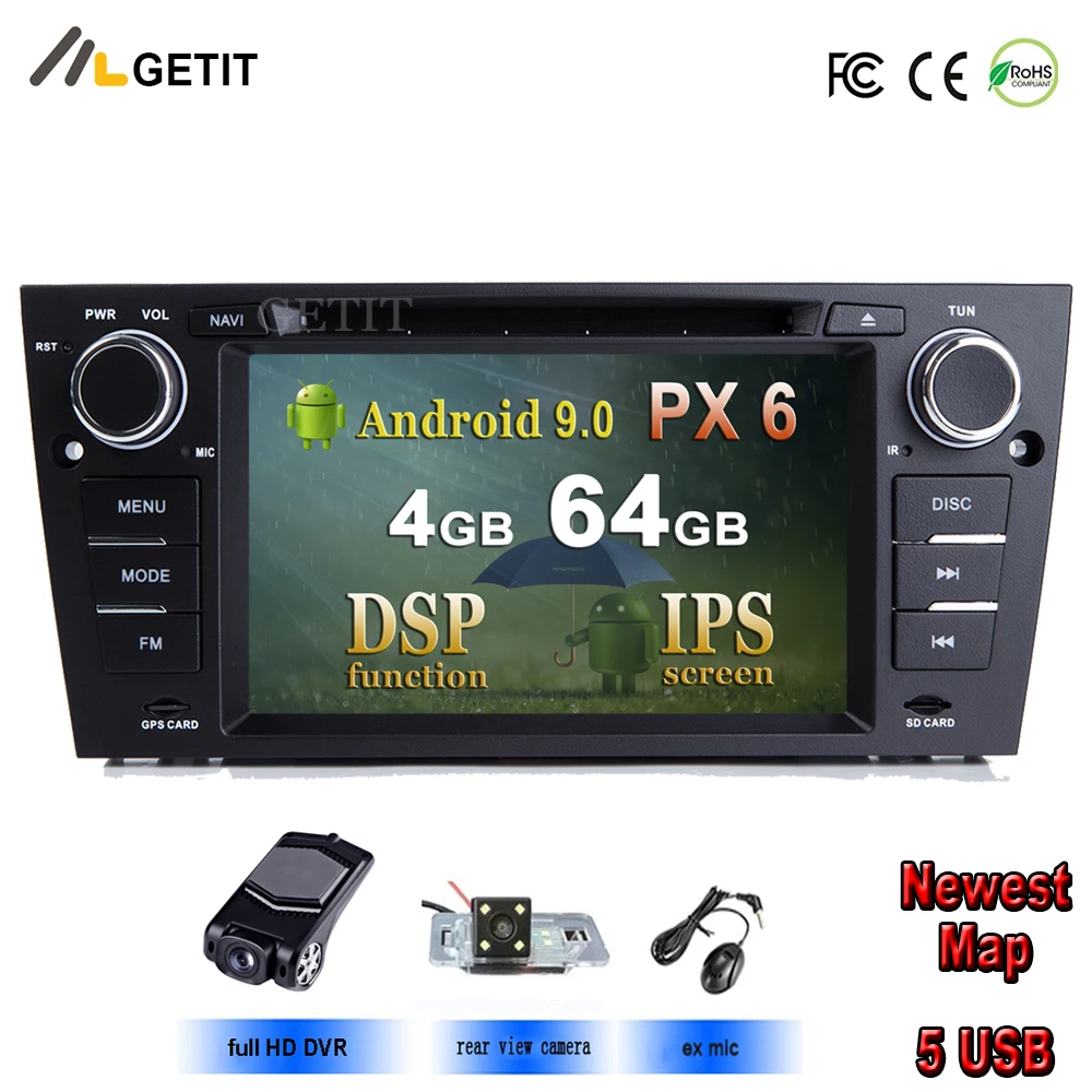 PX6 DSP 1 Din Авто Радио Android 10 для BMW/320/328/3 серии E90/E91/E92/E93 Автомобильный мультимедийный