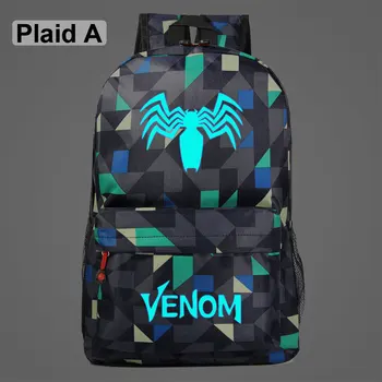 

New Luminous Superhero Venom Spaider Candy Color Children School bag Teenagers Student Schoolbags Women Men Backpack
