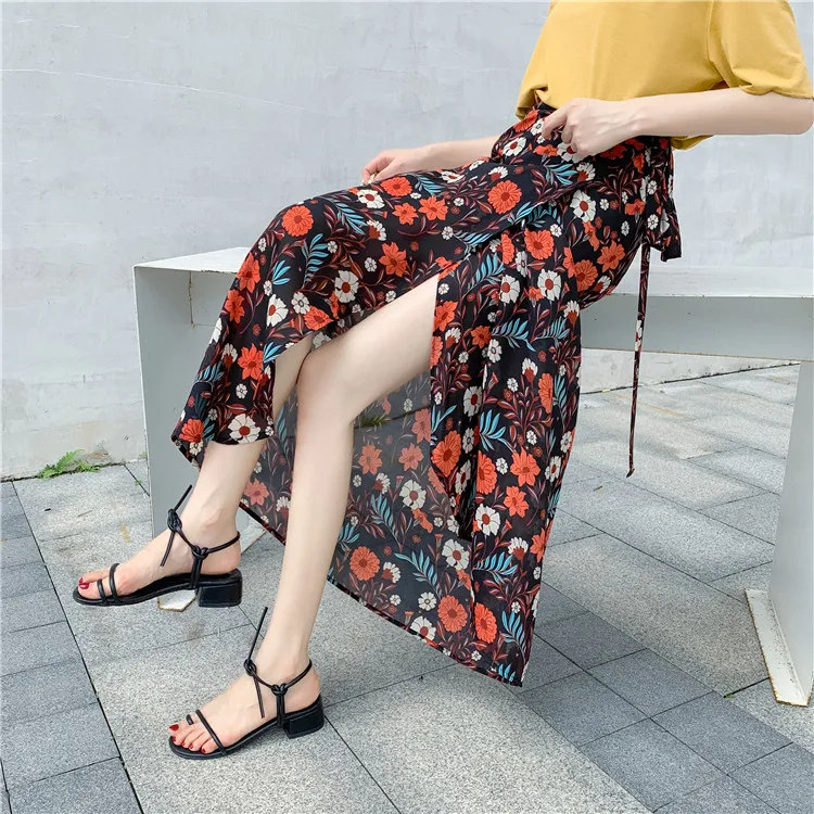 NEW 13 18 цветов богемная Высокая талия цветочный принт летние юбки женские s Boho Асимметричная шифоновая юбка макси длинные юбки для женщин - Цвет: NEW 13