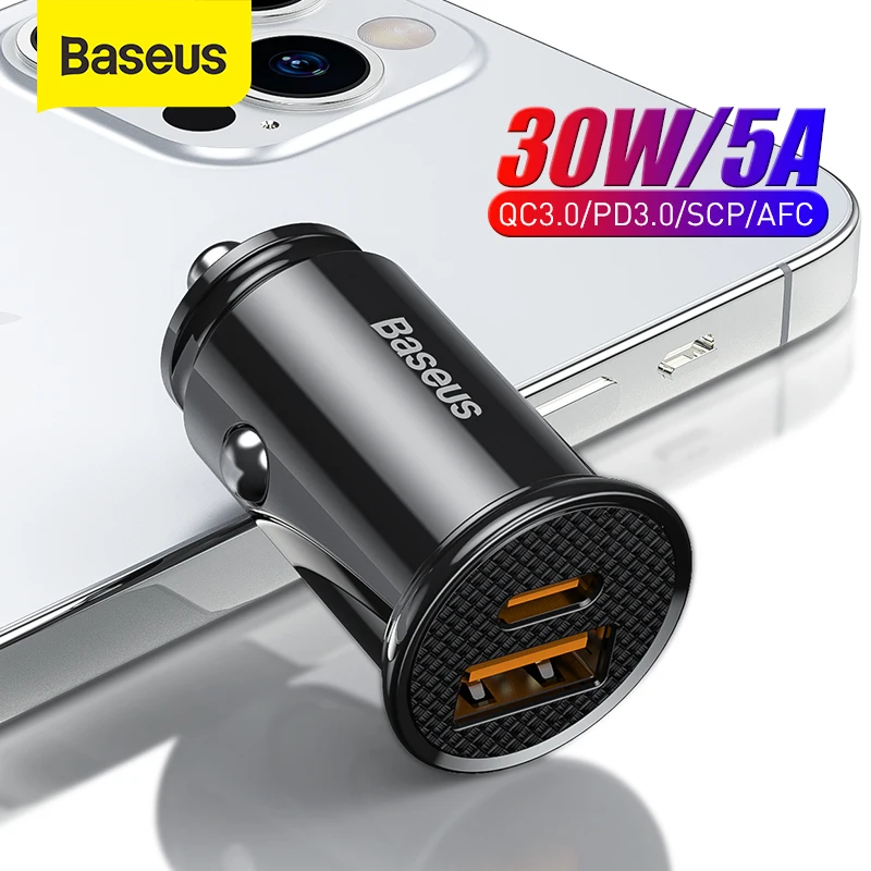 Baseus 30W USB Auto Ladegerät Schnell Ladung 4,0 3,0 FCP SCP AFC USB PD Schnelle Lade Auto Telefon Ladegerät für Huawei Xiaomi iPhone 11
