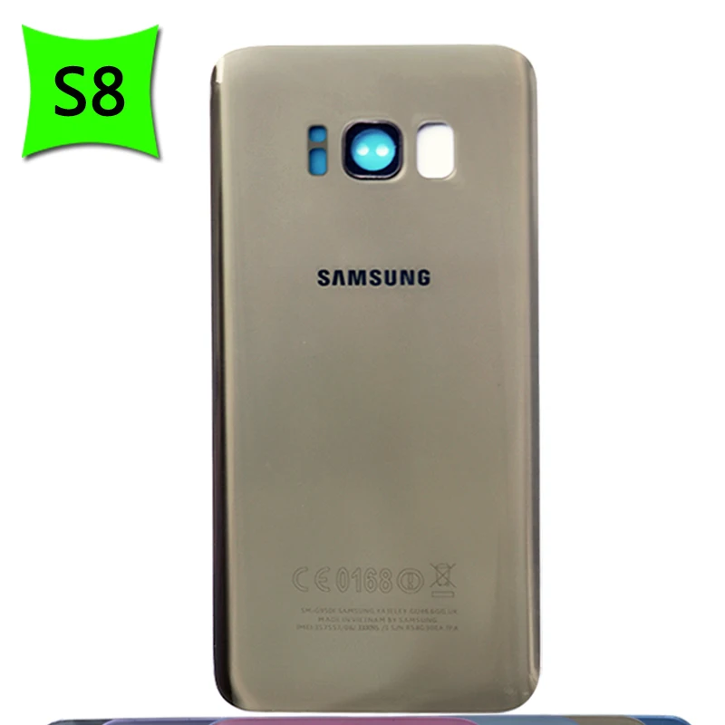 Для samsung Galaxy S8 Plus G950 G955 задняя крышка батарейного отсека стеклянный корпус для S8P S8 задняя крышка батарейного отсека - Цвет: S8 Gold with Lens