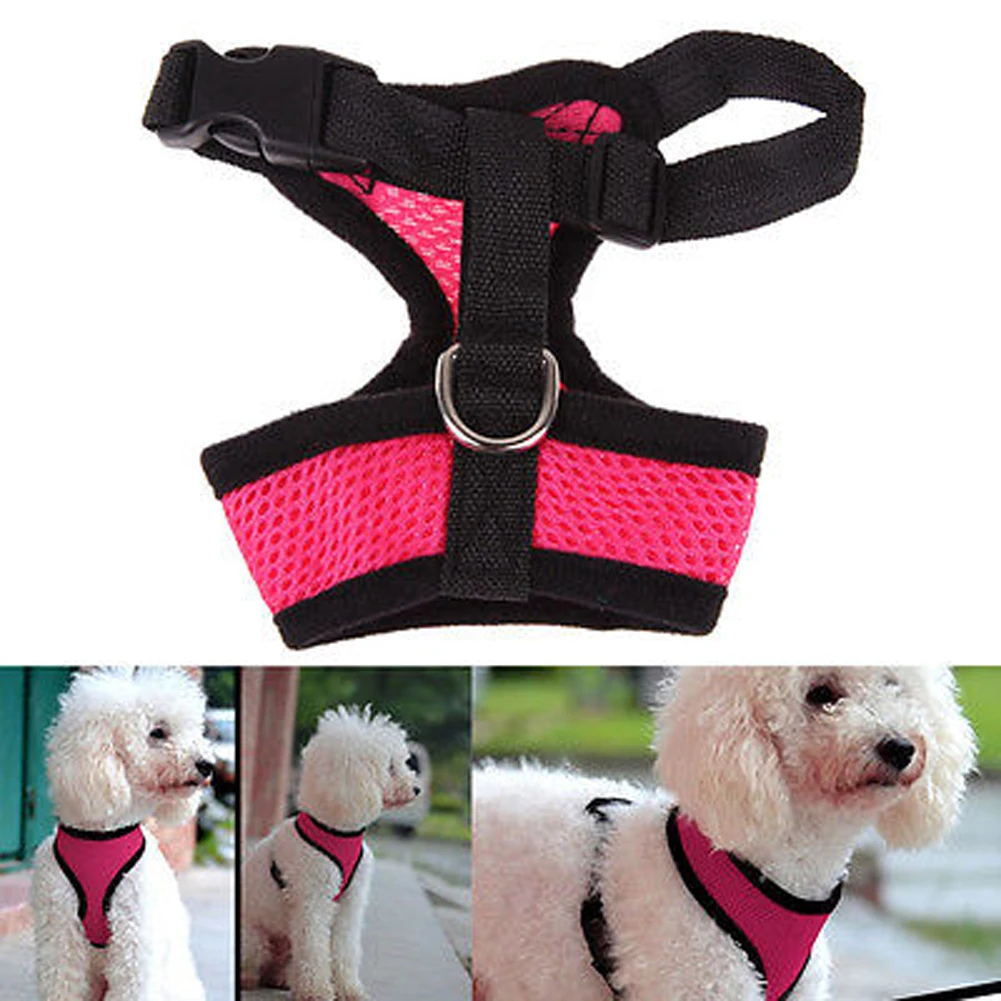 1PC ajustable transpirable suave arnés de nailon para perros Chaleco de malla arnés para perros Collar de perro de gato de pecho para perro mascota Correa venta al por mayor