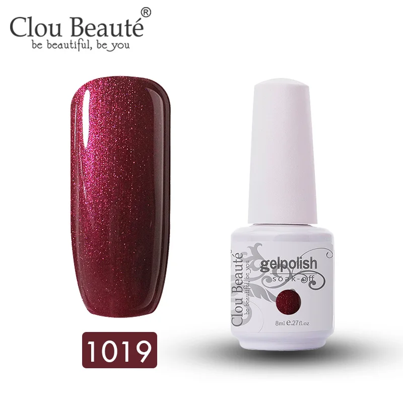 1019 Clou Beaute 8 мл гель-краска для ногтей УФ 85 цветов блеск Топ замачиваемый УФ светодиодный Гель-лак для нейл-арта Гибридный чистый цвет ногтей - Цвет: 1019