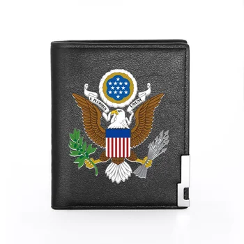 

High Quality Great Seal of the United States Printing Men's Wallet Leather Purse For Men Credit Card Holder Short Money Bags