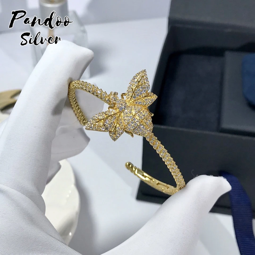 Fashion Charm Sterling Silver Bangel Original Jewelry Bumble Bee Bracelet Yellow Wasp Open Cuff Women Gift | Украшения и