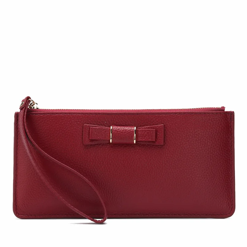 

Card Bit More Cowhide WOMEN'S Long Wallet Fashion Bow Buckle Wallet WOMEN'S Handbag
