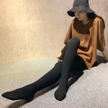 

Women Winter Opaque Warm Tights Thermal Lining Ribbed Stripes