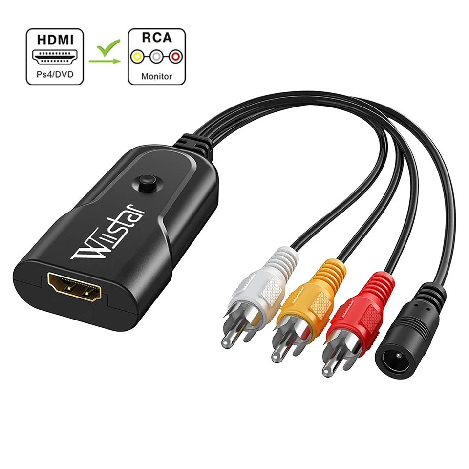 Wiistar HDMI в AV RCA видео преобразователь коробка HDMI2AV HDMI в RCA папа 1080P NTSC/PAL для ПК HDTV PS3 VCR