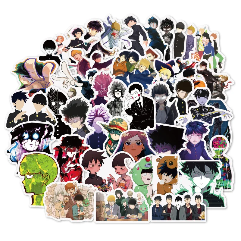 50 шт. Mobu Saiko Hyaku граффити наклейки Mob Psycho 100 для багажа наклейки для скейтборда для ноутбуков мото велосипед Гитара Холодильник F4