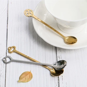 

6PCS Stainless Steel Sliver Coffee Spoon Black Teaspoon Drinking Tools Ice Cream Tea Spoons Gold Tableware Set Kitchen Gadgets