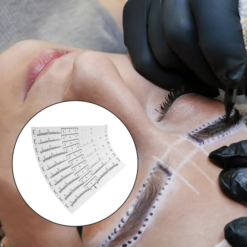 

10/50/100 Pcs Accurate Permanent Makeup Eyebrow Shaping Tools Disposable Eyebrow Measurement Ruler Sticker Hot Mdf