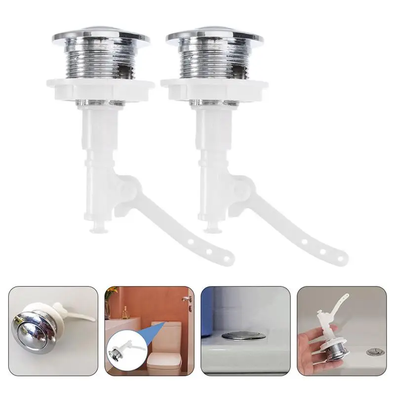 Toilet flush button 2Pcs Toilet Water Tank Push Buttons Sturdy Push Button Rod Closestool Tank