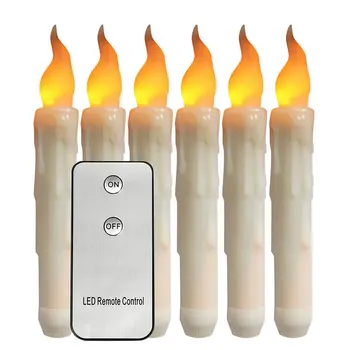 

Pack of 6 Flameless Led Taper Candles With Remote, Window Candlestick, Battery Powered Electronic Candles,Remote Control Candle