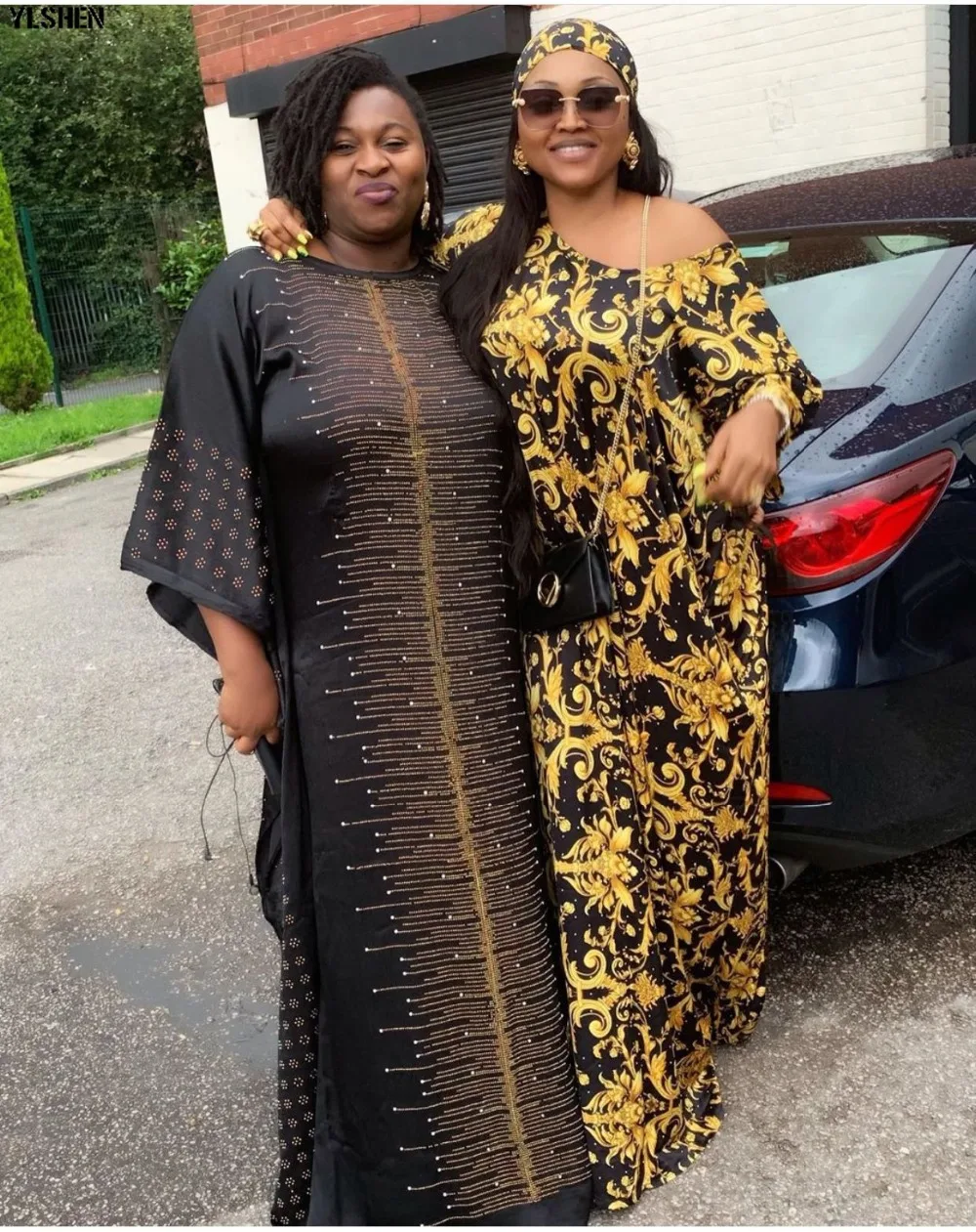 Silk Satin African Dresses for Women Dashiki Diamonds African Clothes Bazin Robe Boubou Africain Africa Dress Headtie Head Wraps 09