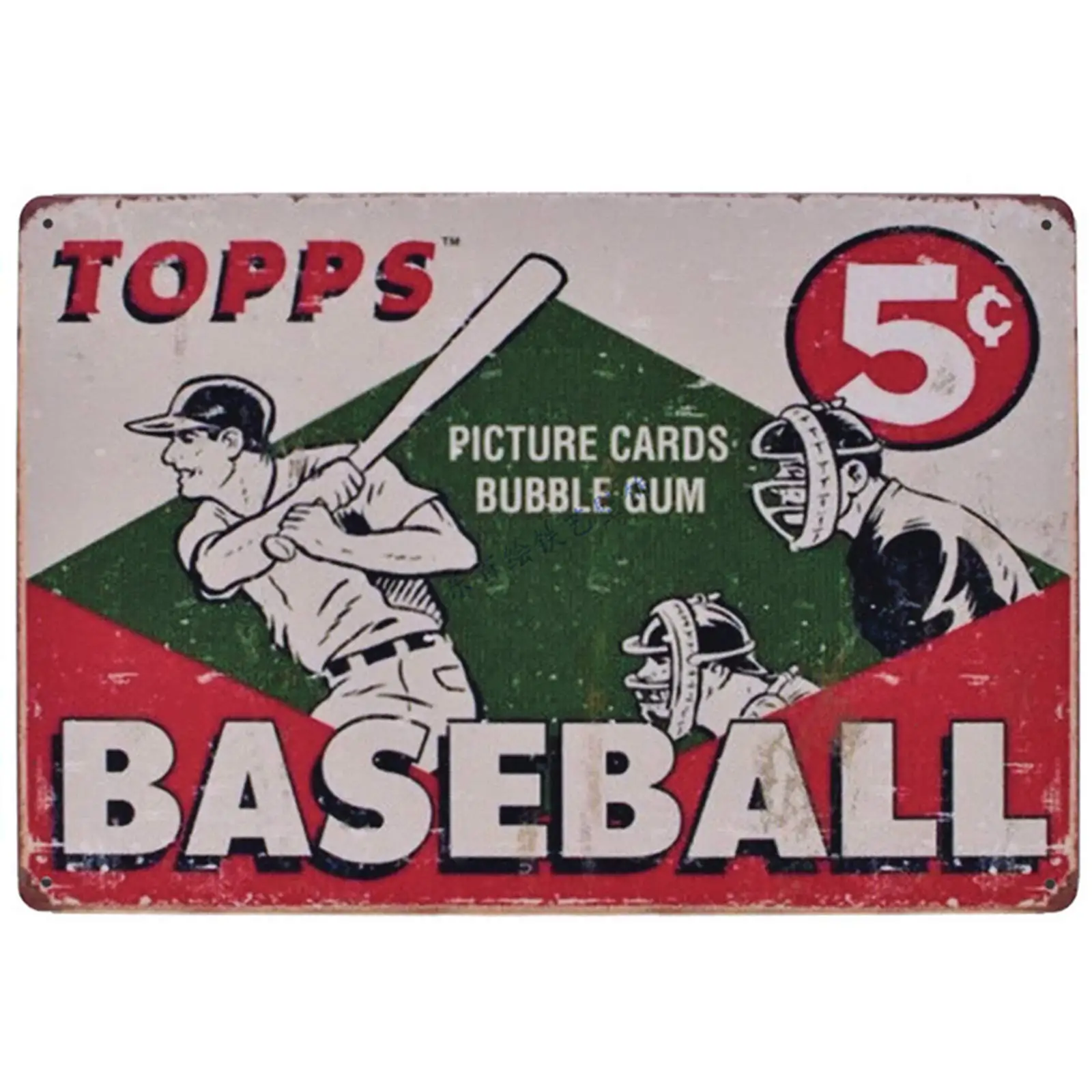 Topps Baseball Vintage Retrò Metallo Casa Bar Cucina Fattoria Home Decor Segni Regali 8X12Inch