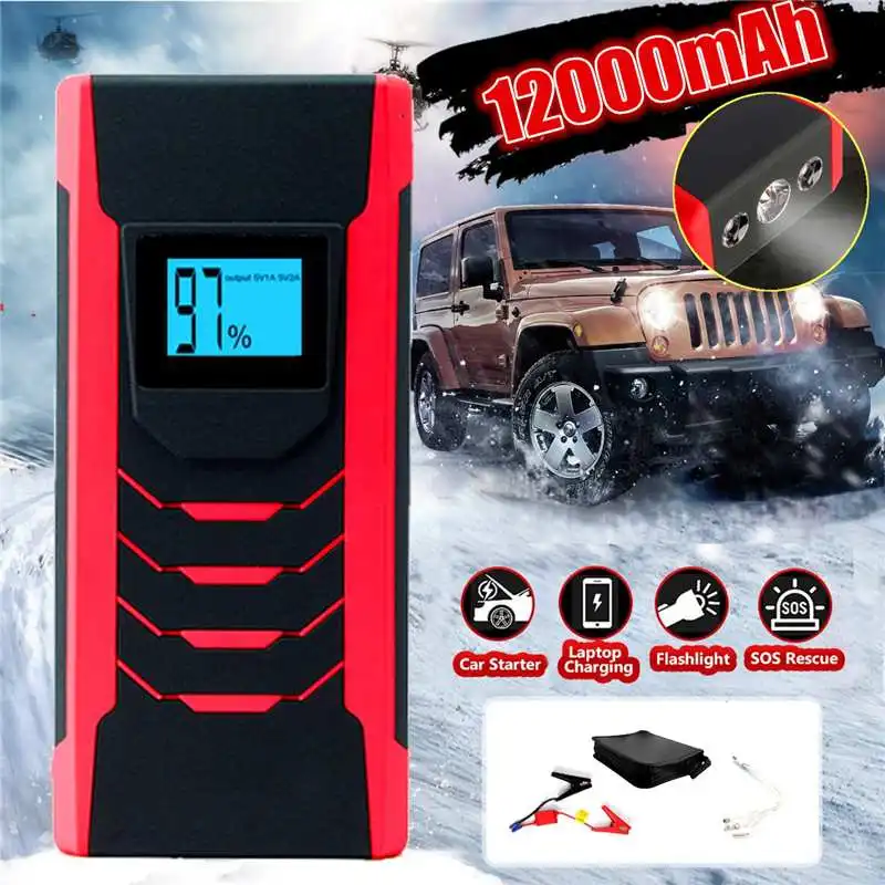 

12000mAh High Power 12V 800A Starting Device Portable Car Jump Starter Car Battery Booster Charger Petrol Diesel Car Power Bank