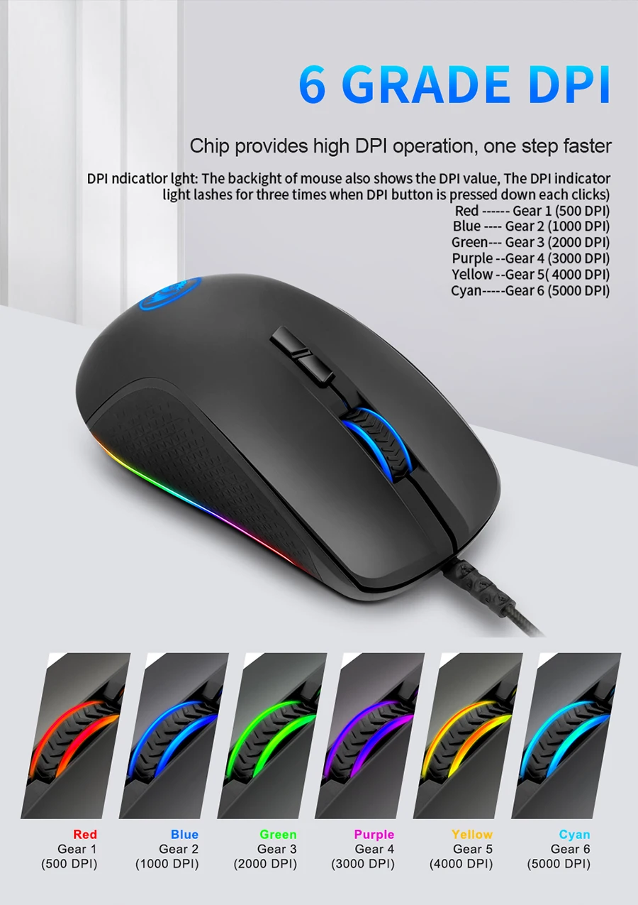 Проводная игровая компьютерная мышь Redragon Stormrage M718 RGB USB 10000 dpi 8 кнопок 6 цветов с подсветкой, программируемая эргономичная для геймера
