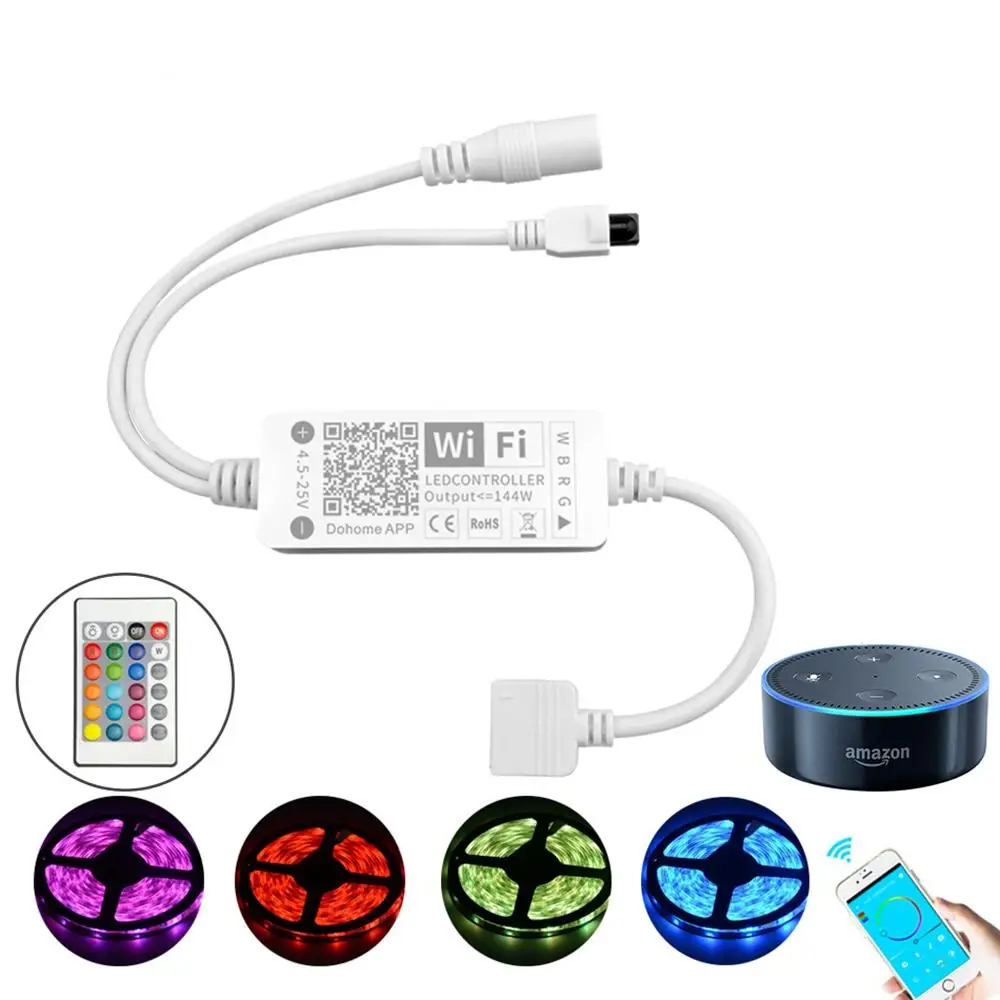 

DC5-25V 5Pin RGBW LED Controller with Apple HomeKit APP WiFi Voice Control Work With Alexa Google Assistant For RGBW LED Strip