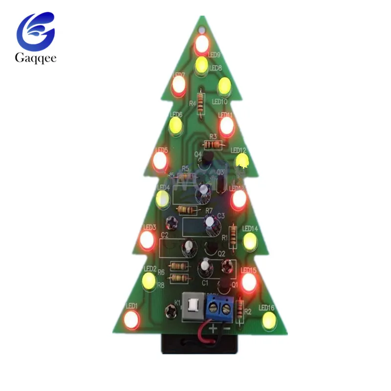 СВЕТОДИОДНЫЙ 3D Набор для творчества с изображением рождественской елки, RGB, 7 цветов, красный/зеленый/желтый, набор схем, электронный набор, праздничный декор, комплект монтажной платы