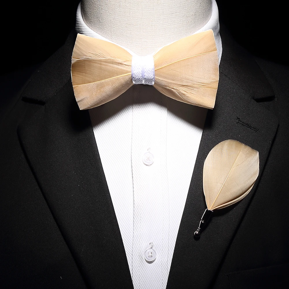 Ricnais новая Оригинальная перьевая брошь для галстука-бабочки, набор, белый, синий, разноцветный, ручной работы, изысканный галстук-бабочка для мужчин, свадебные галстуки, подарок с коробкой