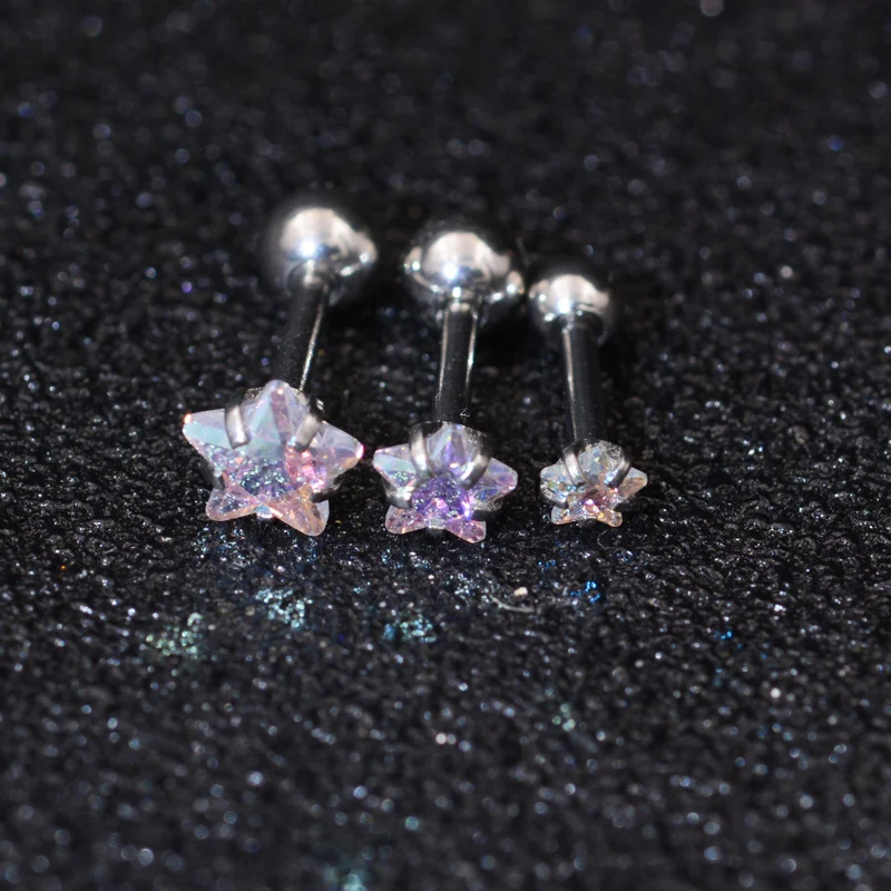 1Pair Star AB Clear Gem Surgical steel Tiny Hoop Earring Cz Tragus Daith Rook Cartilage Ear Piercing Jewelry - Image 6