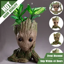 Guardians of The Miniature Groot Pen Pot Tree Man Pens Holder or Flower Pot with Drainage Hole Perfect for Tiny Succulents Plant