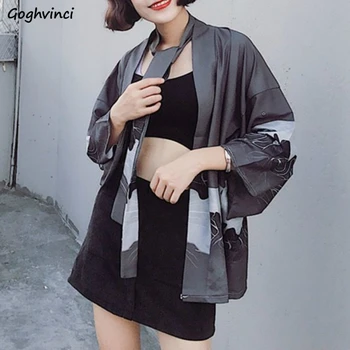 

Jackets Women Summer Thin Chiffon Sun-proof Japan Style Open Stitch Outwear Teens Coats Harajuku Retro Oversize Couples Loose
