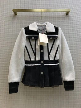

Luxury Thich Jeans Jacket 2020 Autumn Winter Women's Clothing Handsome Casual All-match Pleated Hem Stitching Slim Denim Jackets