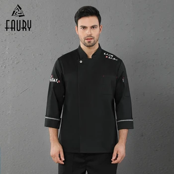 

Chef Jacket Long Sleeve Kitchen Cooking Shirt Hotel Cafe Bakery Cake Pastry Barber Shop Waiter Work Uniform Lady Chef Coat