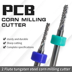 Augt 3.175mm haste pcb brocas de fresa de dentes de milho, com ponta de carboneto de tungstênio, fresas de madeira para máquina de gravura