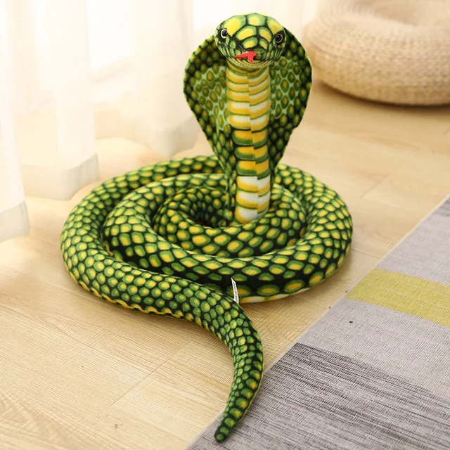 240CM Lifelike Snake Plush Toy Giant Reallife Cobra Stuffed Long Snake Plushie Creative Home Decor Funny Gift for Friends