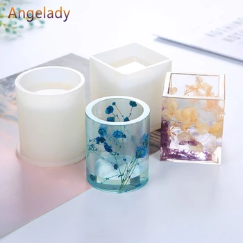 

Silicone Mold Epoxy Resin DIY Pen Container Organizer Square Round Storage Holder Silica Molds Crafts Jewelry Making Charms JUL3