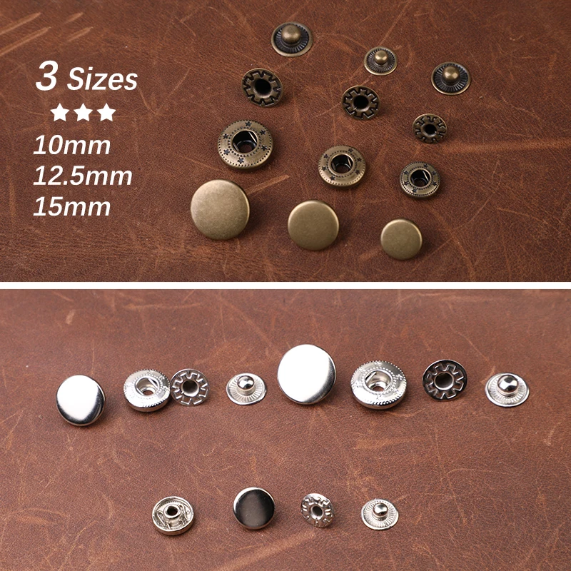 Leather Snap Fasteners Kit 9mm/10mm/12mm Metal Button Snaps Press Studs  Leather