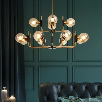 

Modern Living Roon Chandelier Lighting Vintage Glass Ball LED Hanging Lights Retro Kitchen Light Fixture home lustre suspended