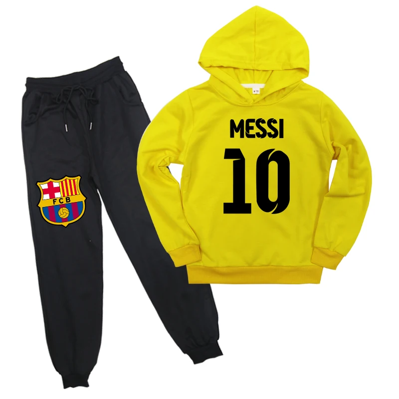 8 Дети Мальчики Девочки Messi 10 Толстовка брюки костюм толстовки повседневный комплект из свитера с брюками пуловеры топы для детей Сюрприз подарок - Цвет: 8