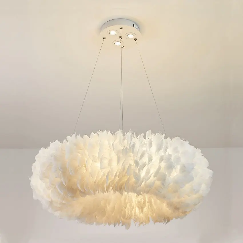 Lampe Plume Plafonnier Plumes Chandelier Lampada Abajour Pendent Light Plafond Feather Colgante Abat Jour Teto Pendente | Лампы и
