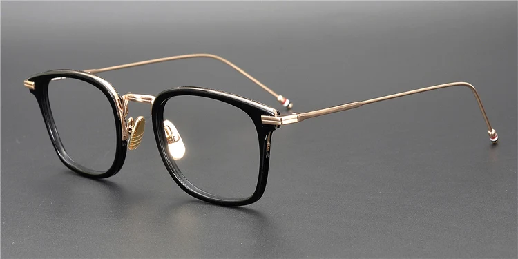 Limitted edition, винтажные очки, сверхлегкие, чистый титан, оправа, TBX905, Ретро стиль, квадратные очки,, Япония, сделано, качество - Цвет оправы: black-gold