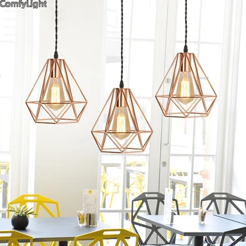 

Rose Gold hanglamp Pendant Lights Lamp Kitchen Pendent Lighting designer Dining Room Lamparas iron lampshade Luminaire Home LED