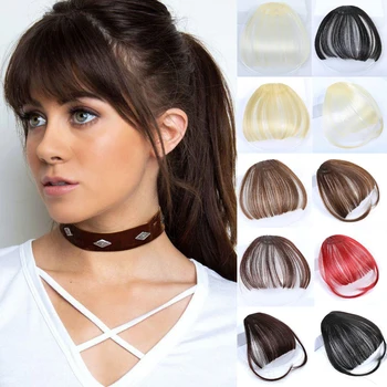 

DIANQI fake fringe thin blunt clip in fringe piece hair clip in fiber high temperature synthetic hair for women bangs extension