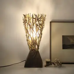 Настольная лампа ручной работы на деревянной ветке, натуральный Ретро Декор, светильник ing для гостиной, спальни, прикроватная лампа
