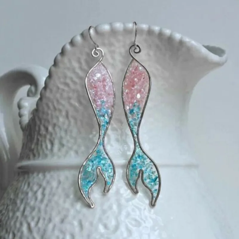 Candy-color Unique Mermaid Tail Pendant Hook Earring Women Jewelry Party Wedding Good Gift