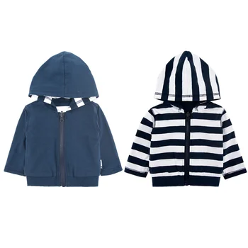 

Honeyzone Reversible Jacket Coat For Baby Girls Boys Spring Autumn Fashion Blue Cotton Infant Jacket Children's Tops With Zipper