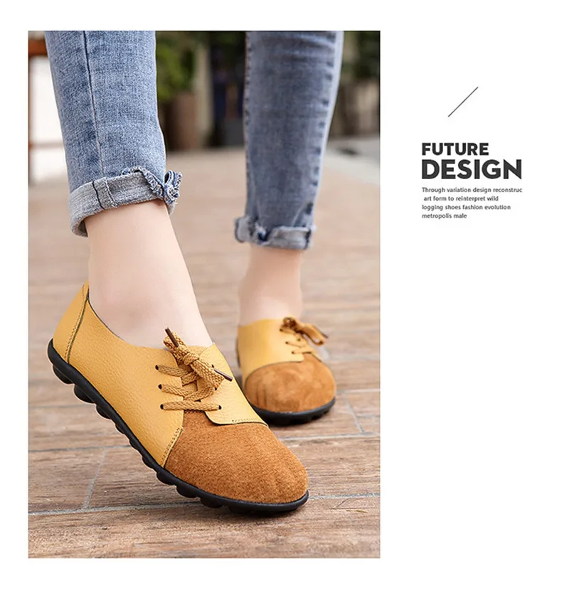 2019 New Leather Women Plus Size Sewing Flats Moccasins Loafers Ballet Flats Women Comfortable Soft Casual Shoes Ladies VT634 (15)