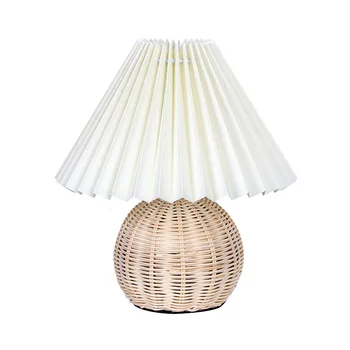 

Hartisan Pleated Table Lamp LED E27 INS Desk Lamp Vintage Rattan For Living Room Bedroom Night Light Art Decoration Bedside Lamp