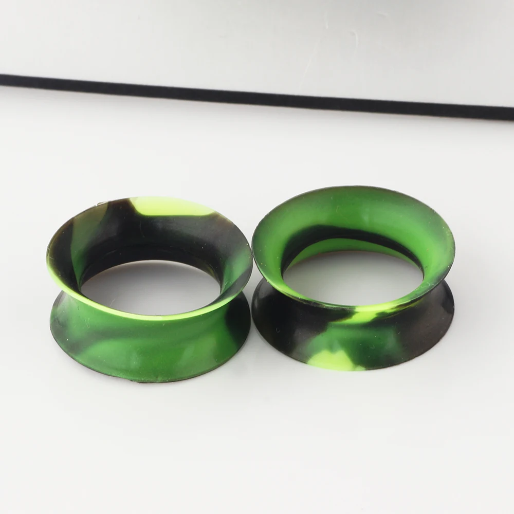 JUNLOWPY Silicone Ear Gauges Plugs Double Flared Hollow Earring Lobe Stretching Kit Flesh Tunnels Expanders 100/200pcs Piercing